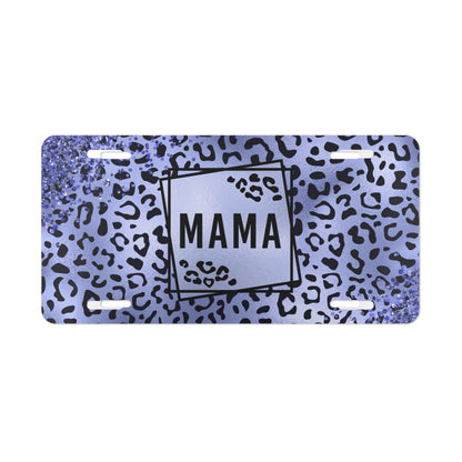 Mama Leopard Print Light Blue License Plate