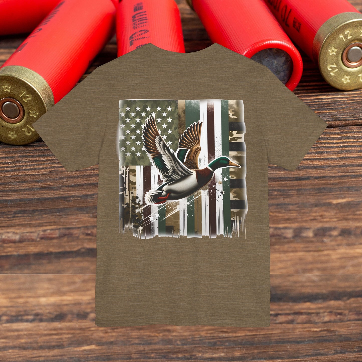 Camo American Flag Duck Hunting Bella Canvas Men's Shirt