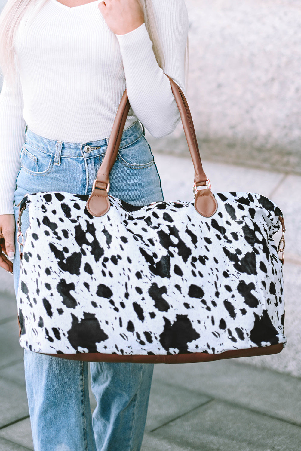 Gabrielle Cow Printed Tote Bag