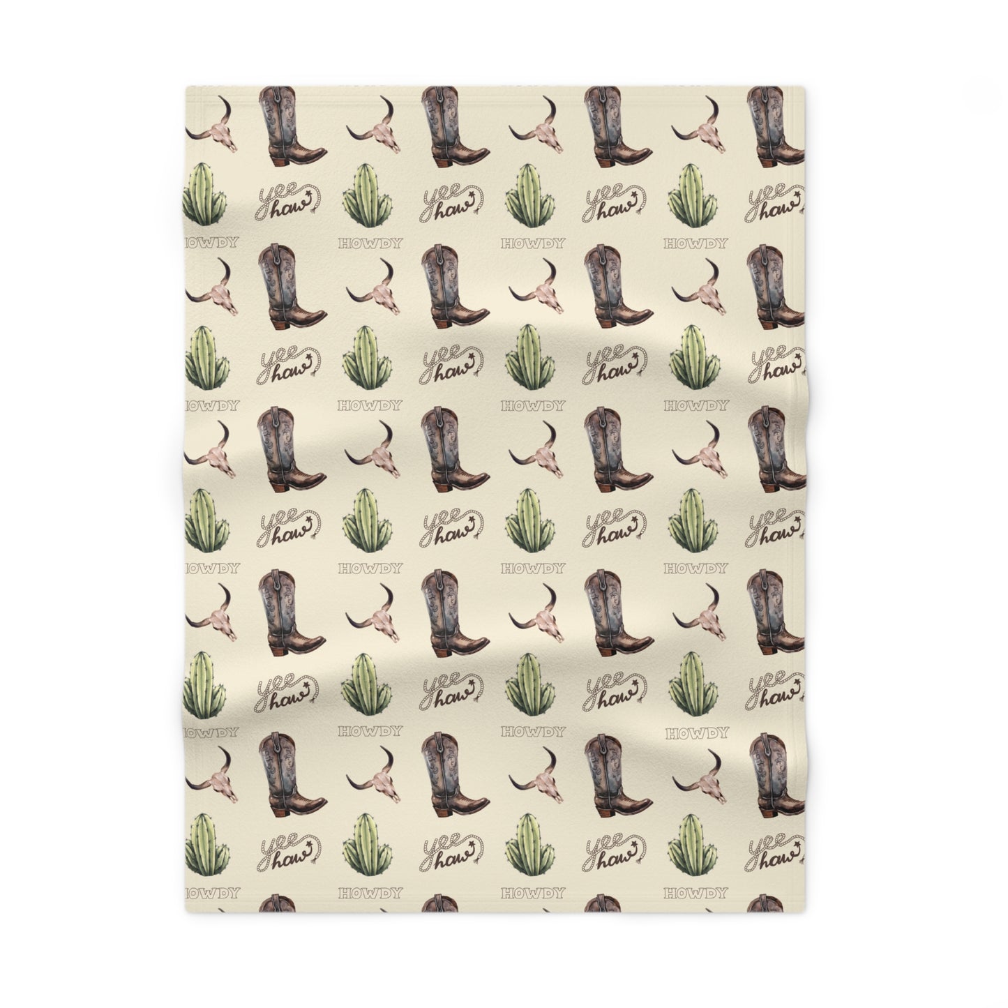 Western Cactus Boot Soft Fleece Baby Blanket