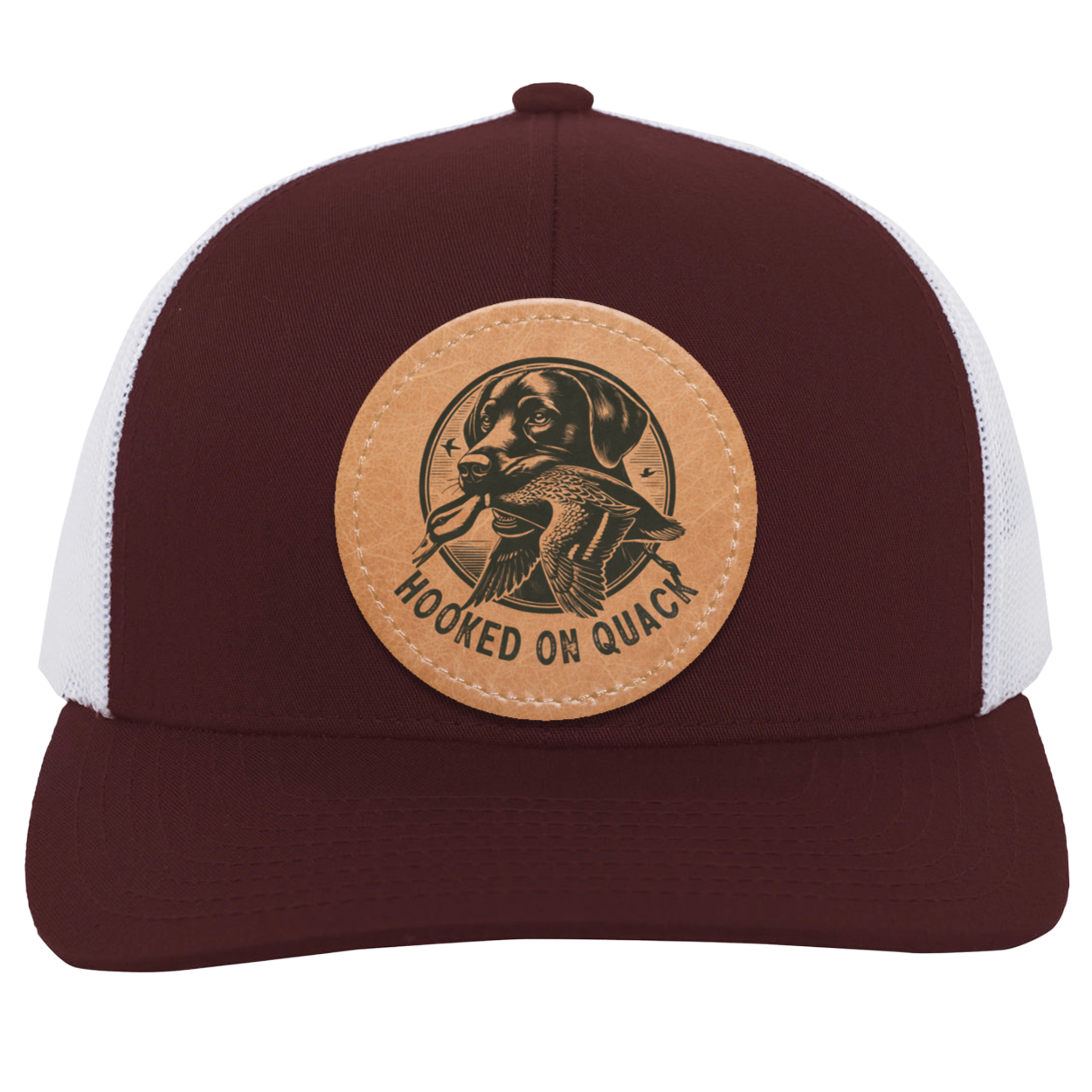 Hooked on Quack Hunting Dog Men's Mesh Trucker Snap-Back Hat