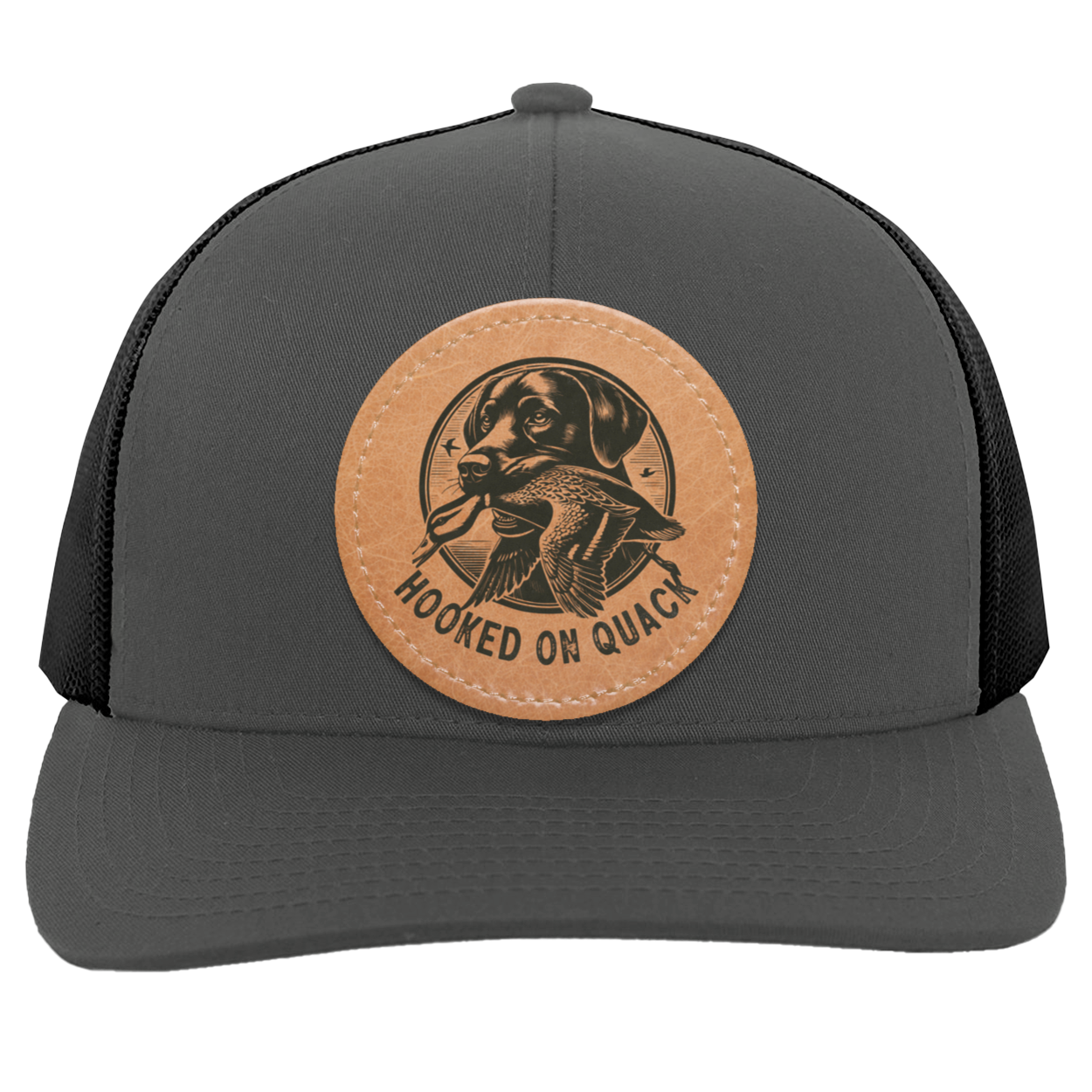 Hooked on Quack Hunting Dog Men's Mesh Trucker Snap-Back Hat