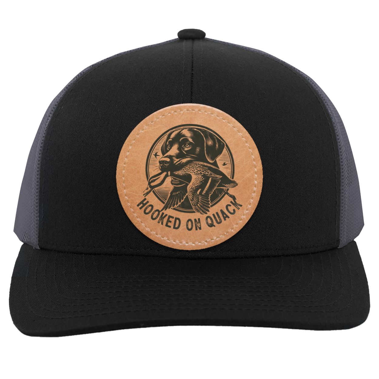 Hooked on Quack Hunting Dog Men's Mesh Trucker Snap-Back Hat