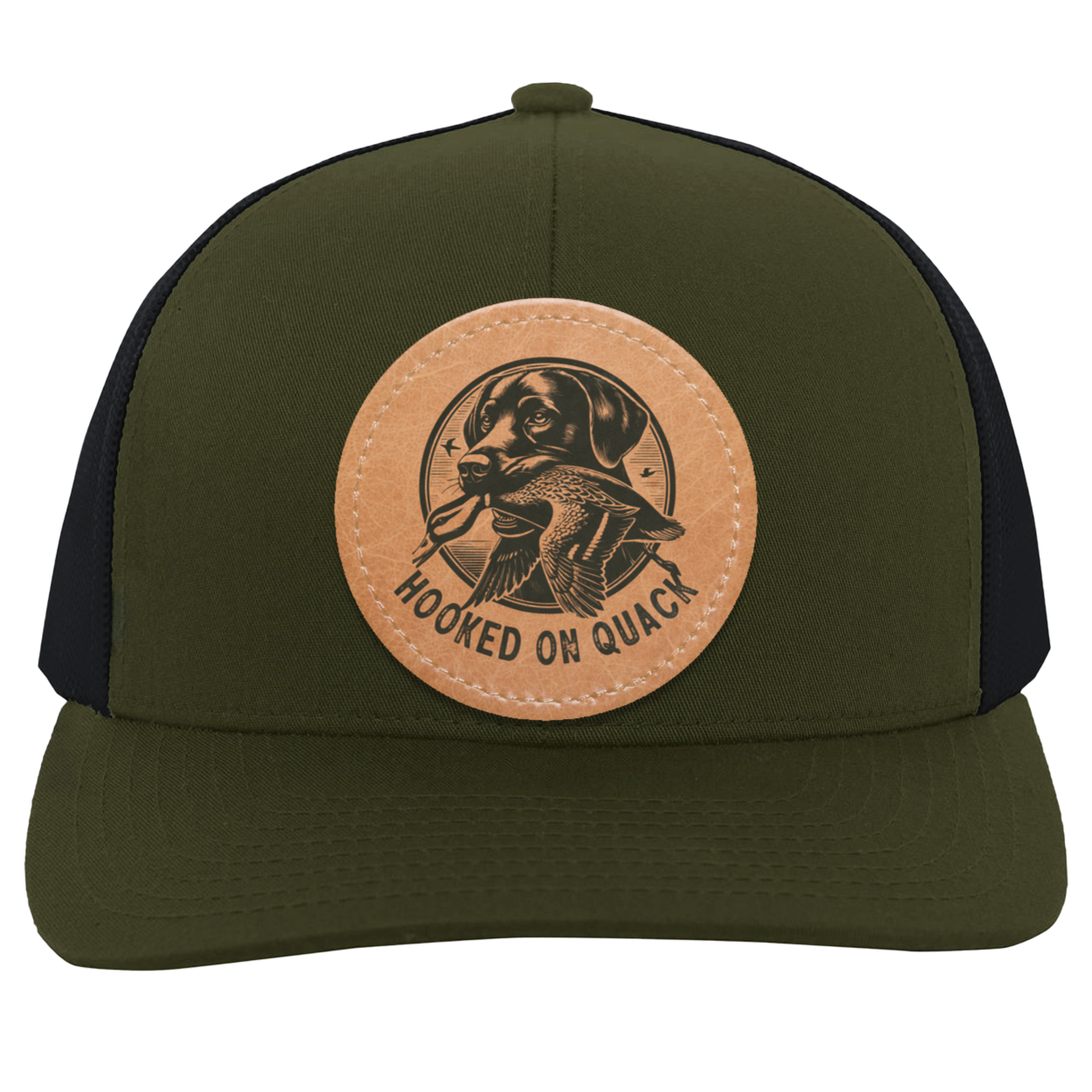 Hooked on Quack Hunting Dog Men's Mesh Trucker Snap-Back Hat