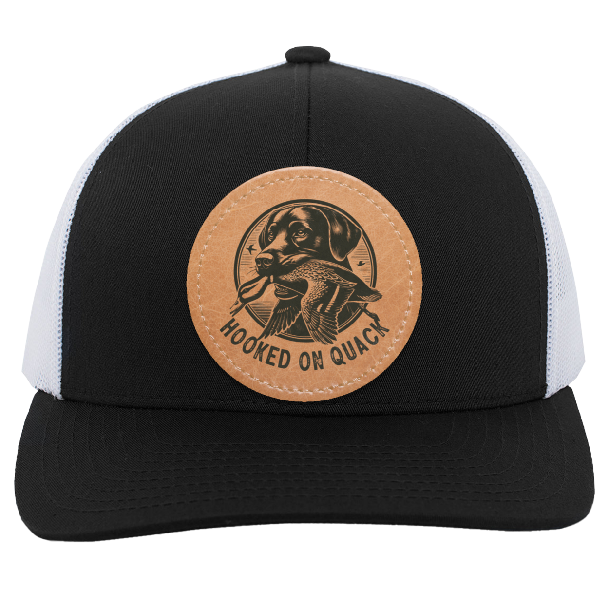 Hooked on Quack Hunting Dog Men's Mesh Trucker Snap-Back Hat