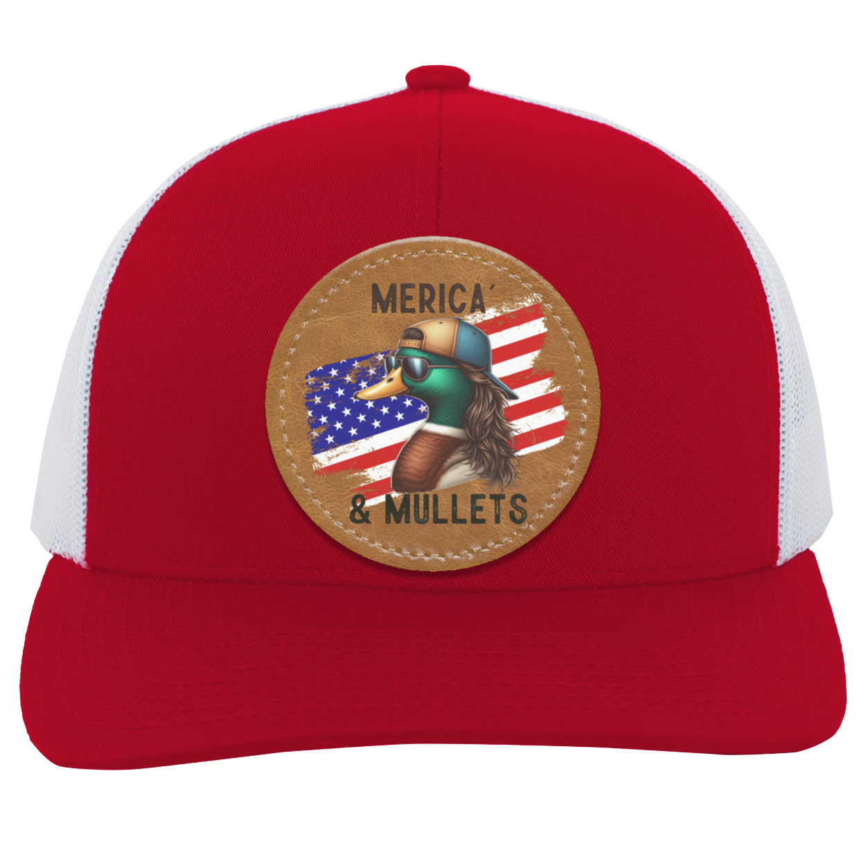 Merica' & Mullets Duck Flag Men's Trucker Snap-Back  Hat