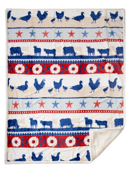 Farm Themed Plush Throw Blanket