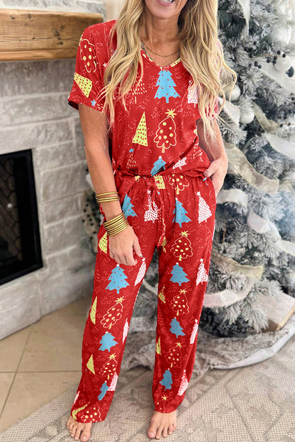 Women’s Christmas Tree Graphic Print Tee and Pants Pajama Set