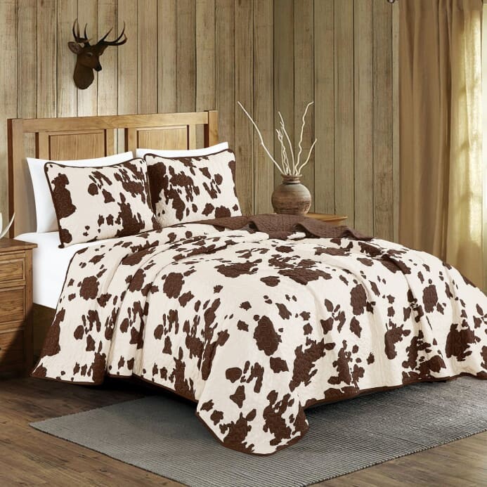 Rustic Cowhide Brown Quilt